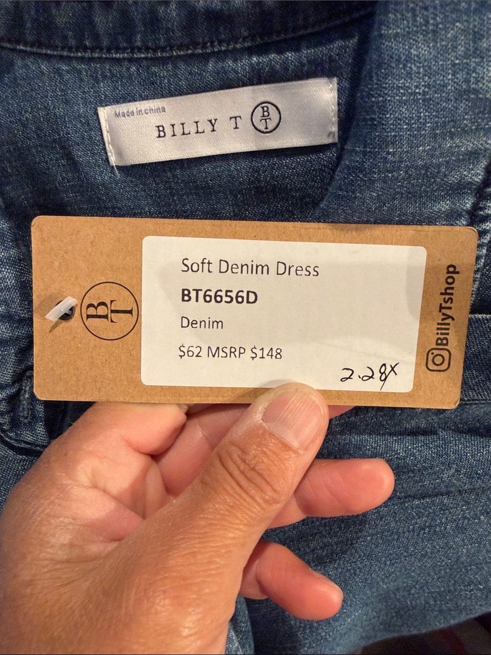 BILLY T / Button-Front Denim Midi Dress/ NWT/ $148 / Ptp-20” - Picture 6 of 6